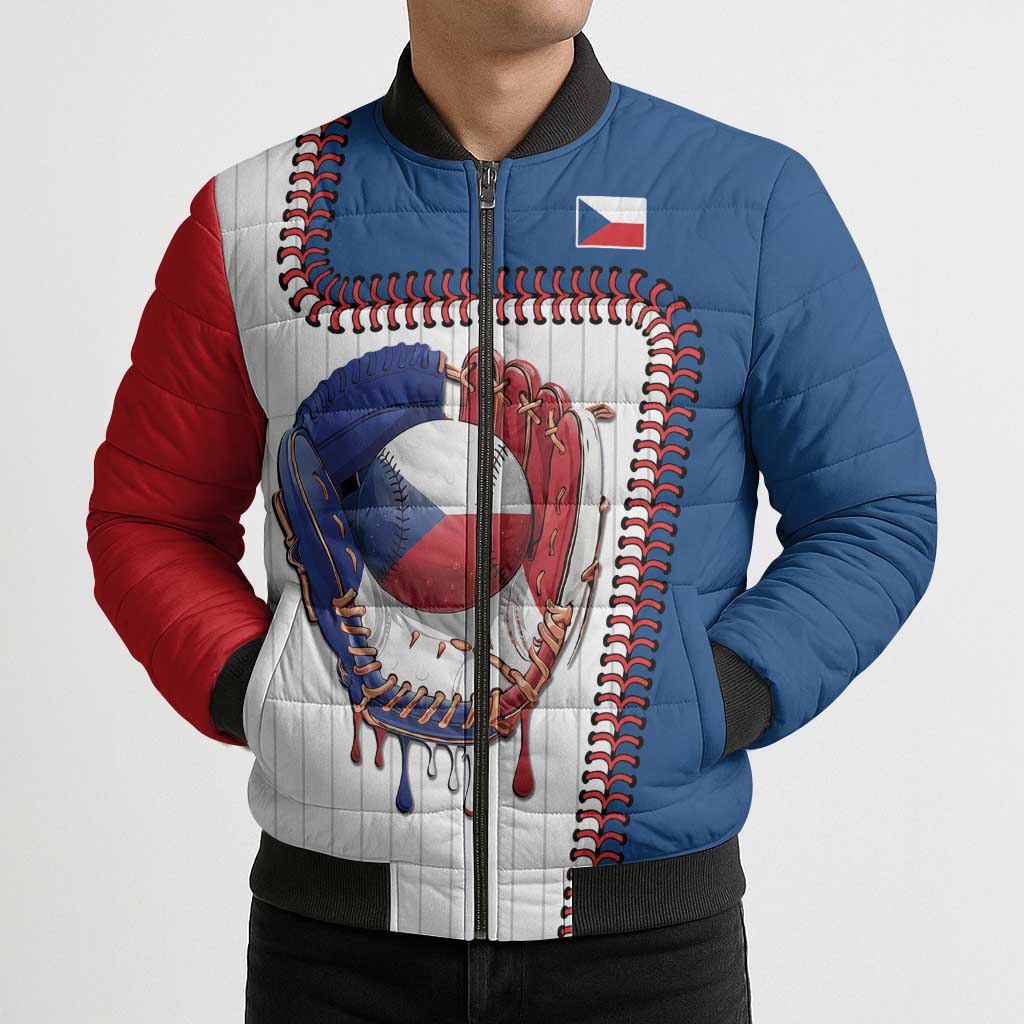Custom Dripping Baseball Czechia Bomber Puffer Jacket