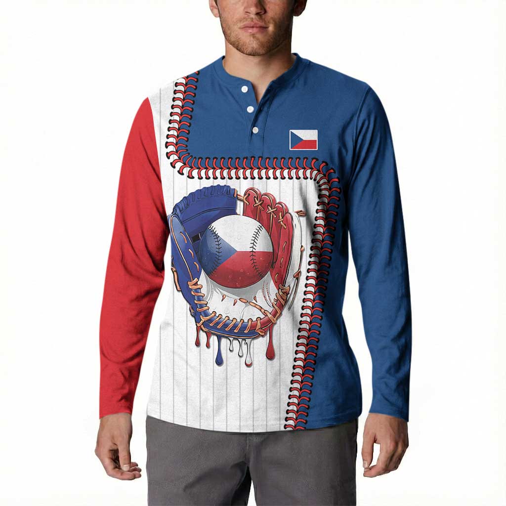 Custom Dripping Baseball Czechia Button Sweatshirt