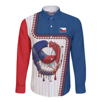 Custom Dripping Baseball Czechia Long Sleeve Button Shirt