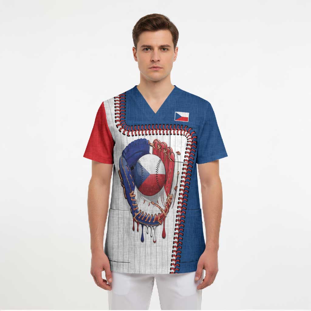 Custom Dripping Baseball Czechia Scrub Top