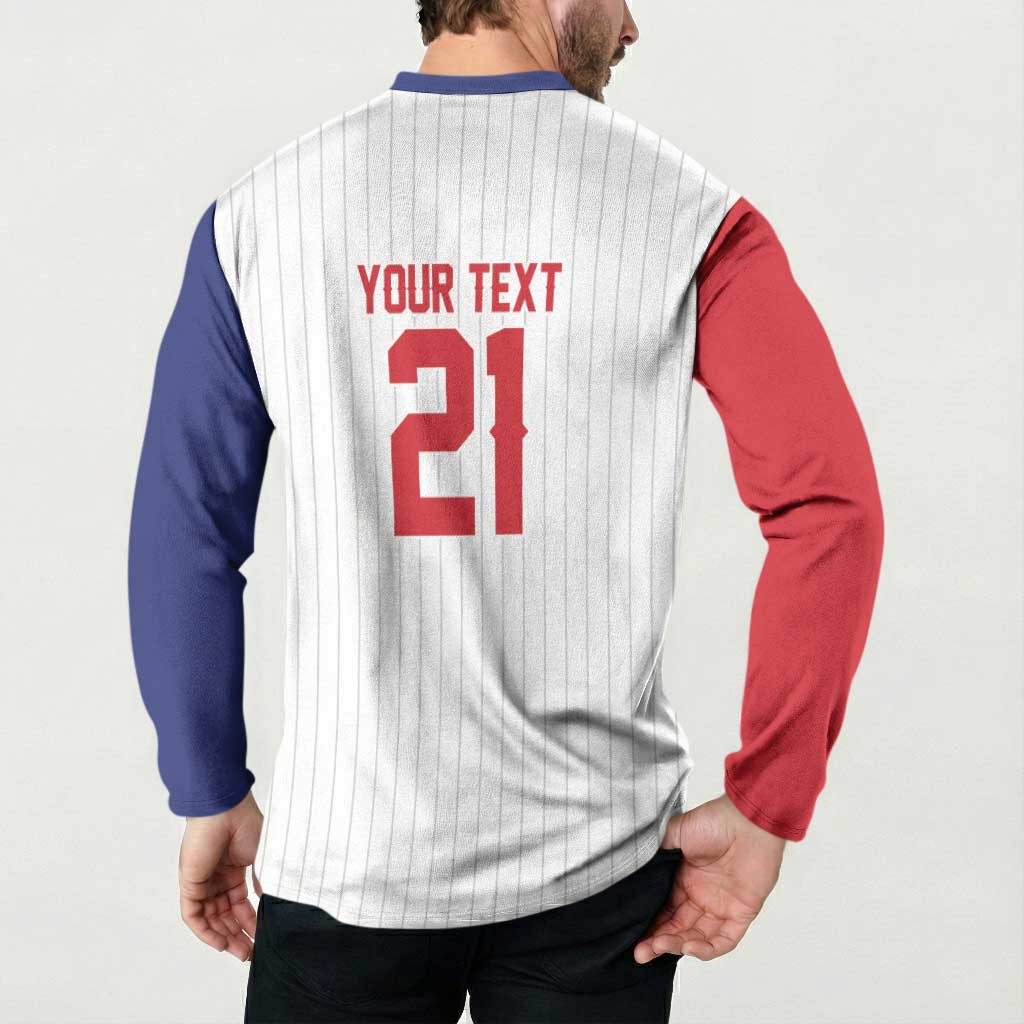 Custom Dripping Baseball Dominican Republic Button Sweatshirt