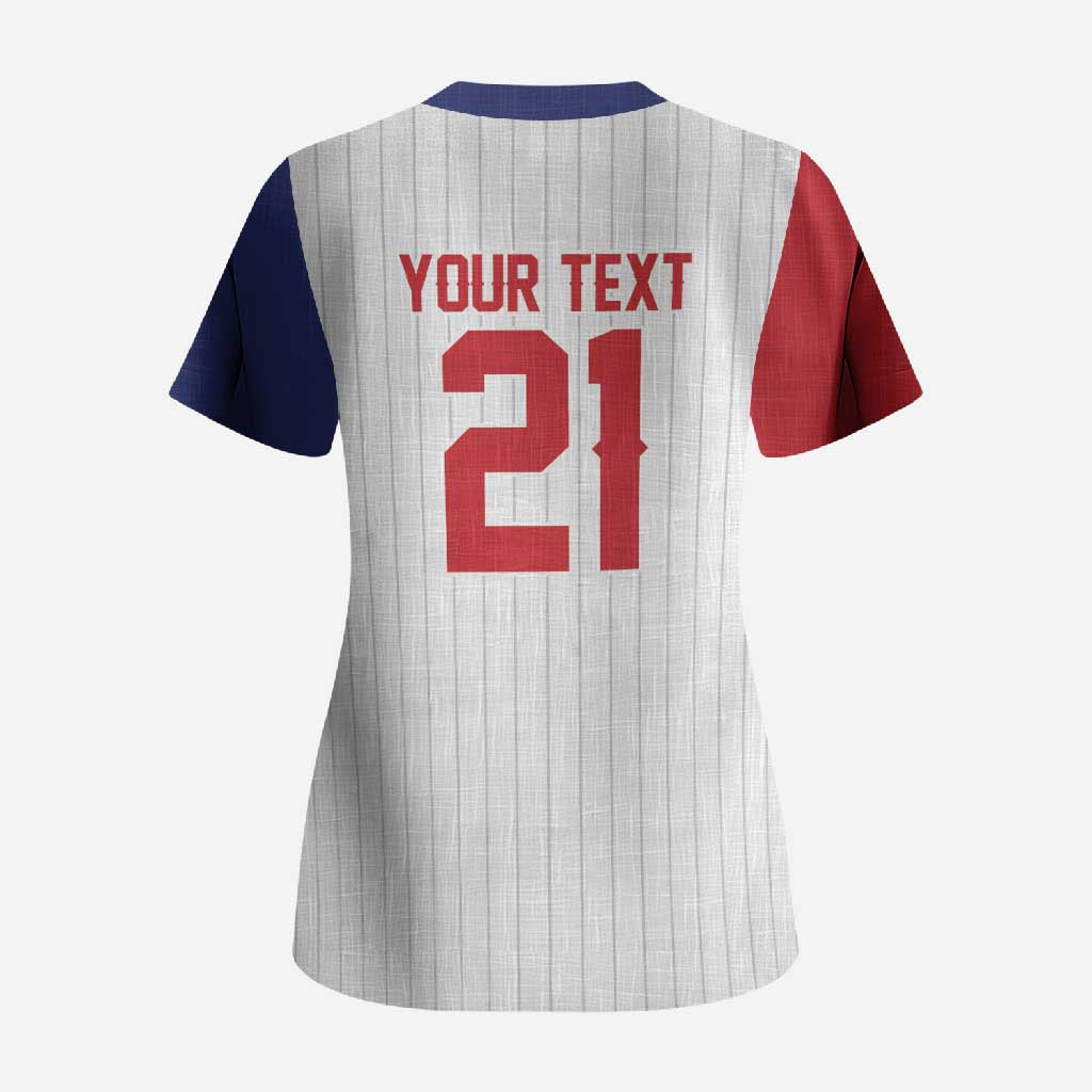 Custom Dripping Baseball Dominican Republic Scrub Top