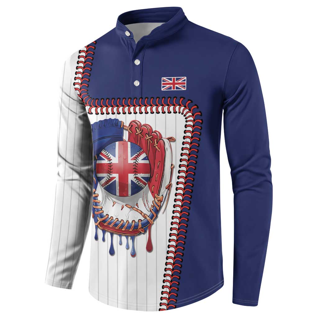 Custom Dripping Baseball Great Britain Button Sweatshirt
