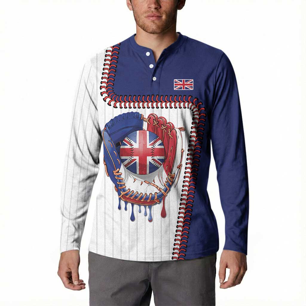 Custom Dripping Baseball Great Britain Button Sweatshirt