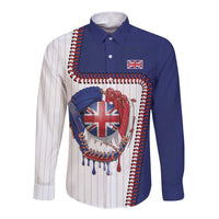 Custom Dripping Baseball Great Britain Long Sleeve Button Shirt