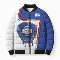 Custom Dripping Baseball Israel Bomber Puffer Jacket