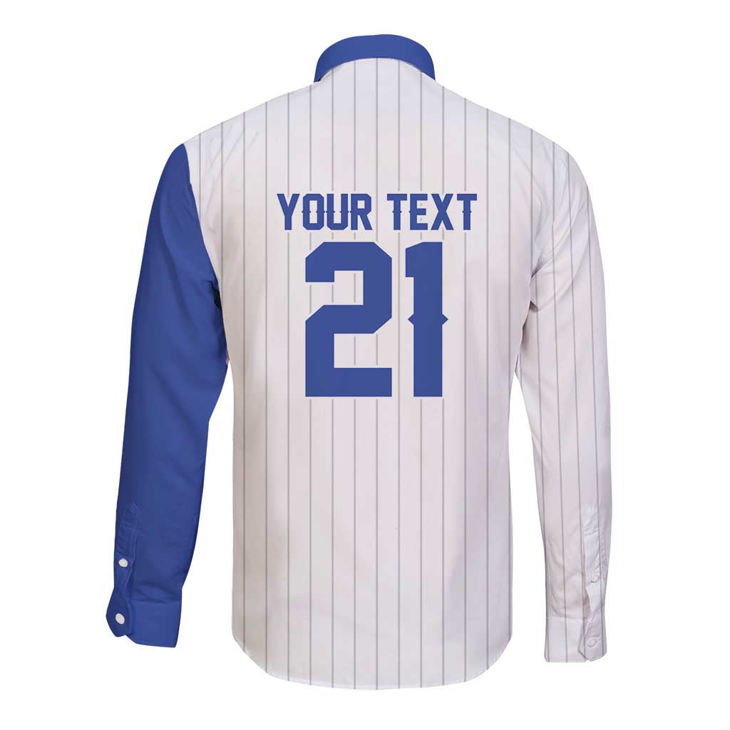 Custom Dripping Baseball Israel Long Sleeve Button Shirt