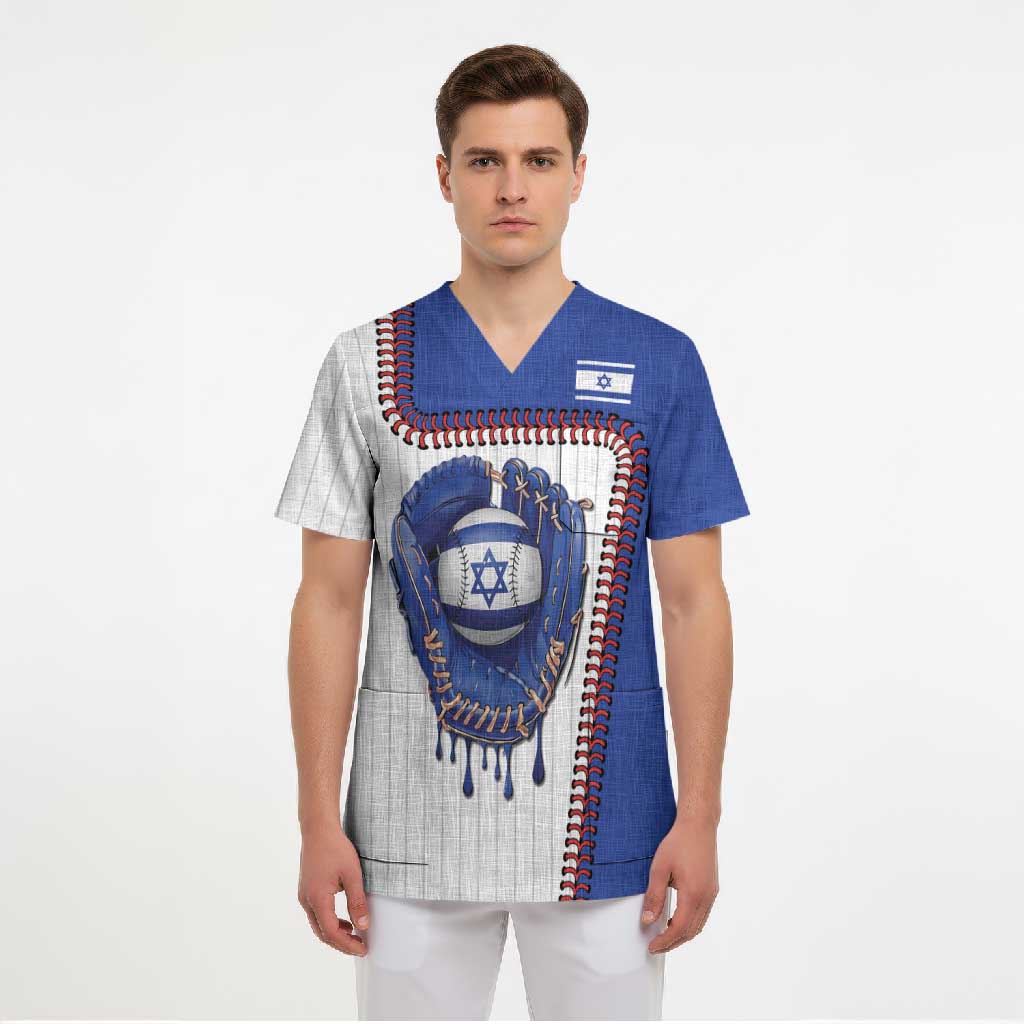 Custom Dripping Baseball Israel Scrub Top
