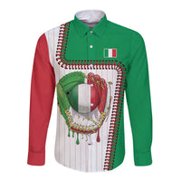 Custom Dripping Baseball Italy Long Sleeve Button Shirt