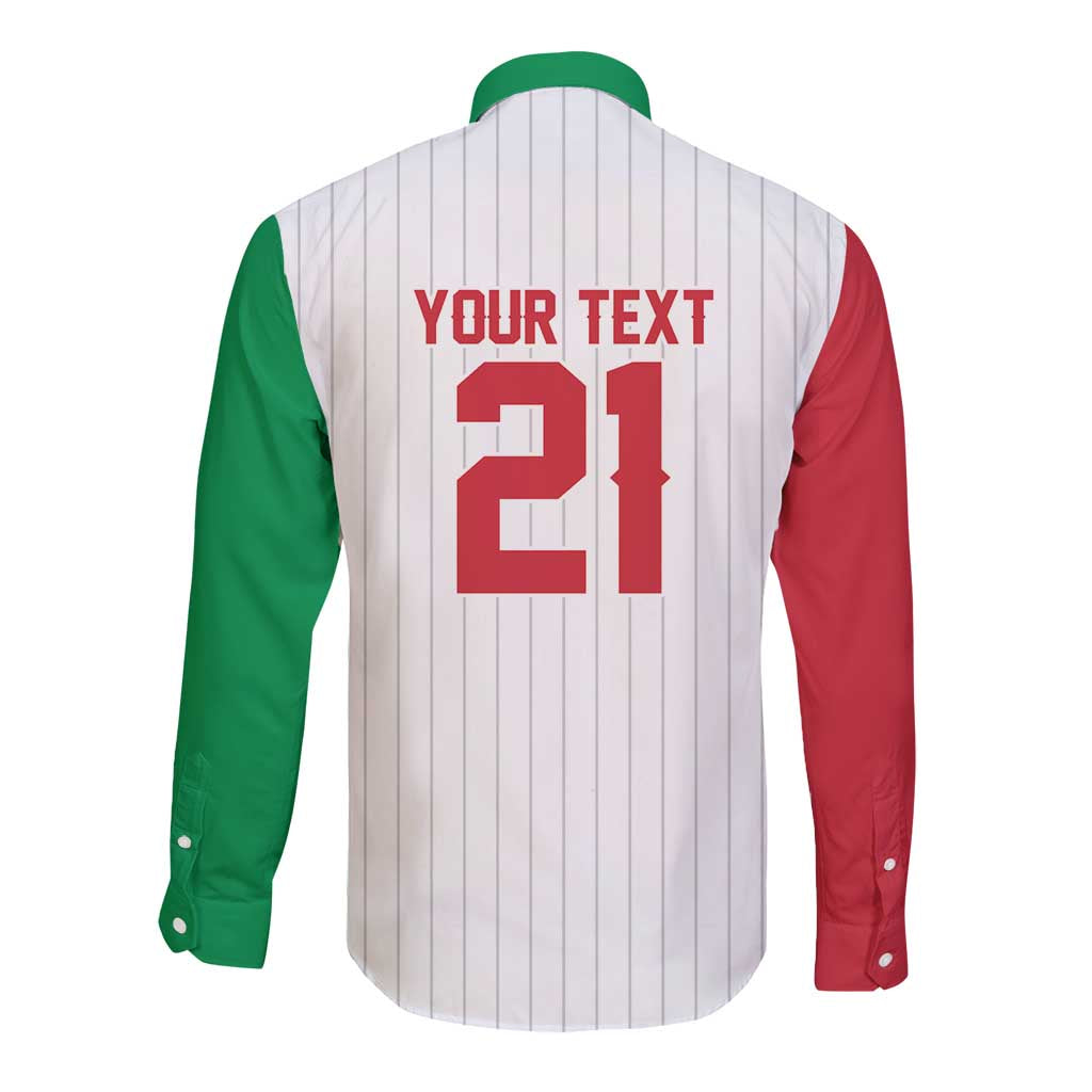 Custom Dripping Baseball Italy Long Sleeve Button Shirt