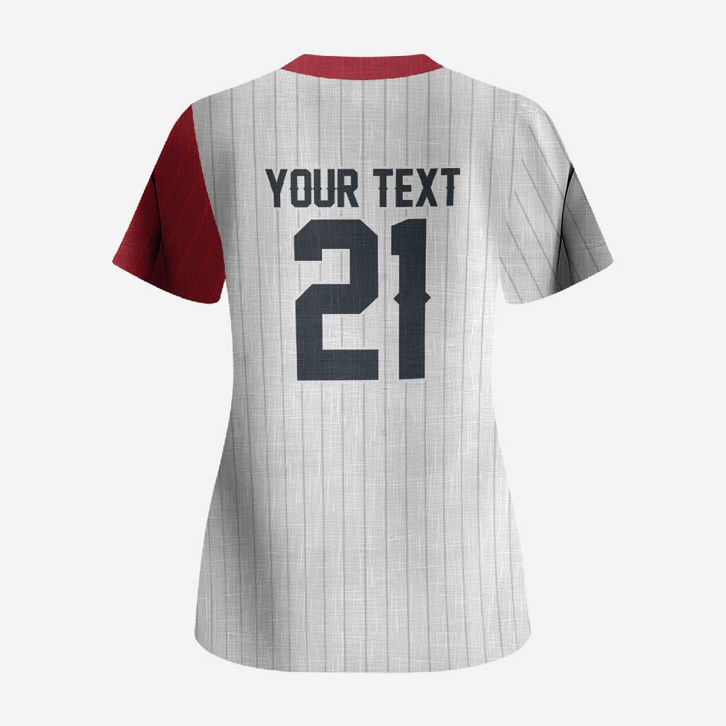 Custom Dripping Baseball Japan Scrub Top