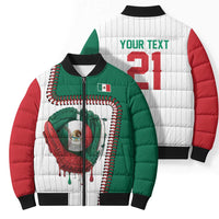 Custom Dripping Baseball Mexico Bomber Puffer Jacket