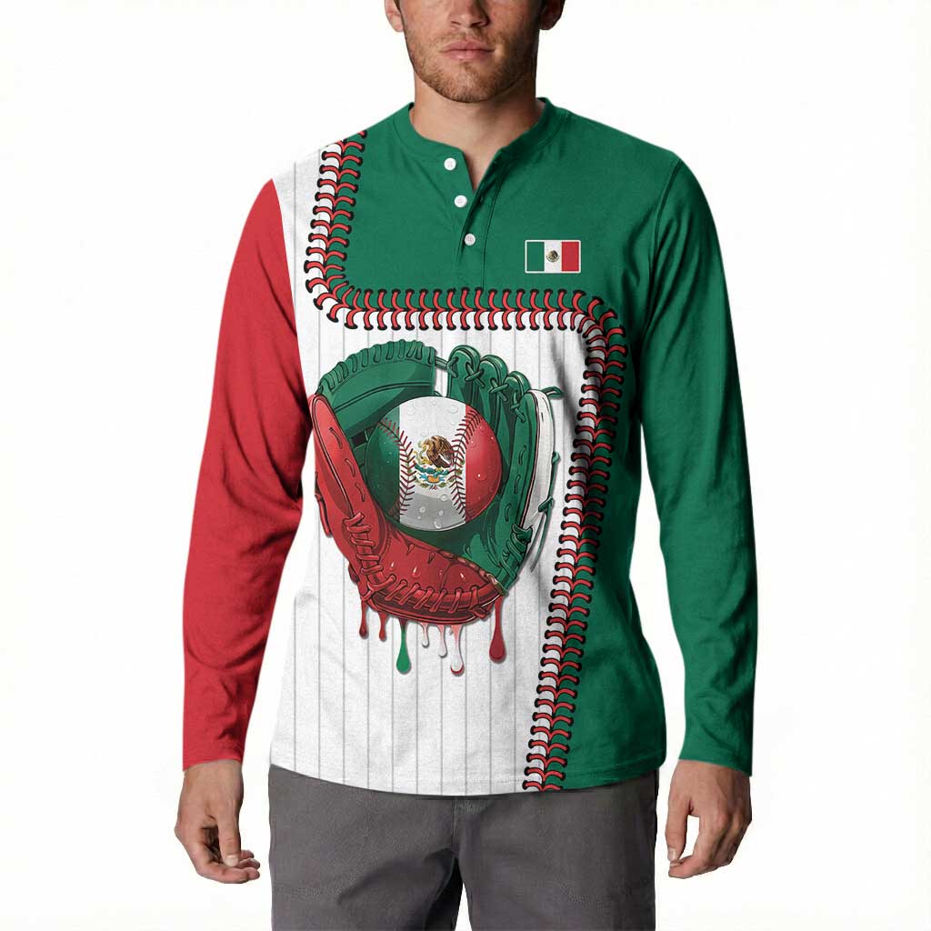Custom Dripping Baseball Mexico Button Sweatshirt