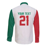 Custom Dripping Baseball Mexico Long Sleeve Button Shirt
