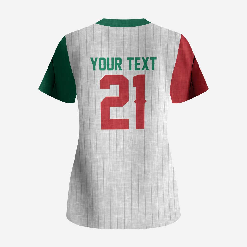Custom Dripping Baseball Mexico Scrub Top