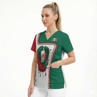Custom Dripping Baseball Mexico Scrub Top