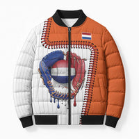 Custom Dripping Baseball Netherlands Bomber Puffer Jacket