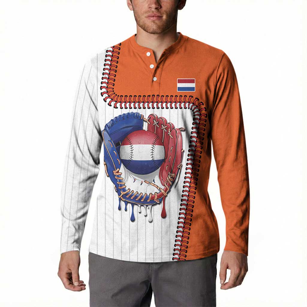 Custom Dripping Baseball Netherlands Button Sweatshirt