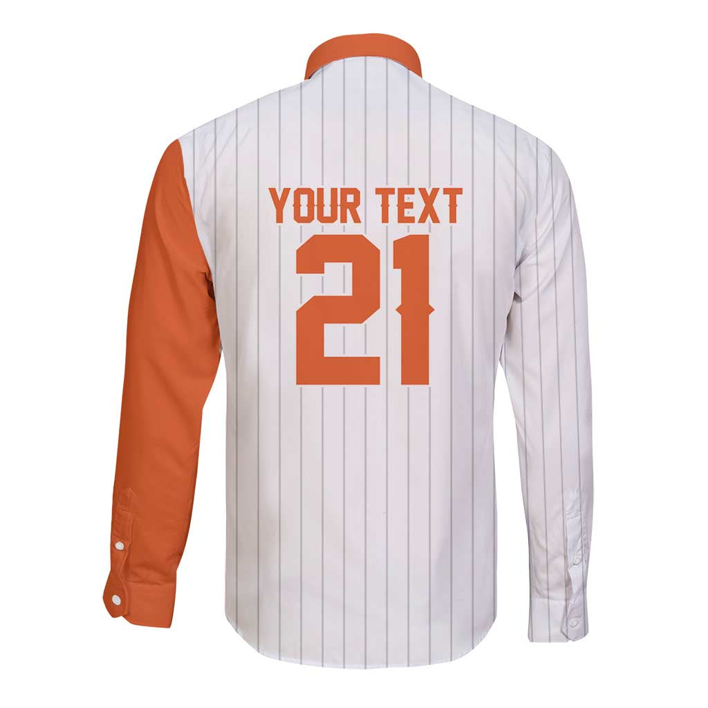 Custom Dripping Baseball Netherlands Long Sleeve Button Shirt