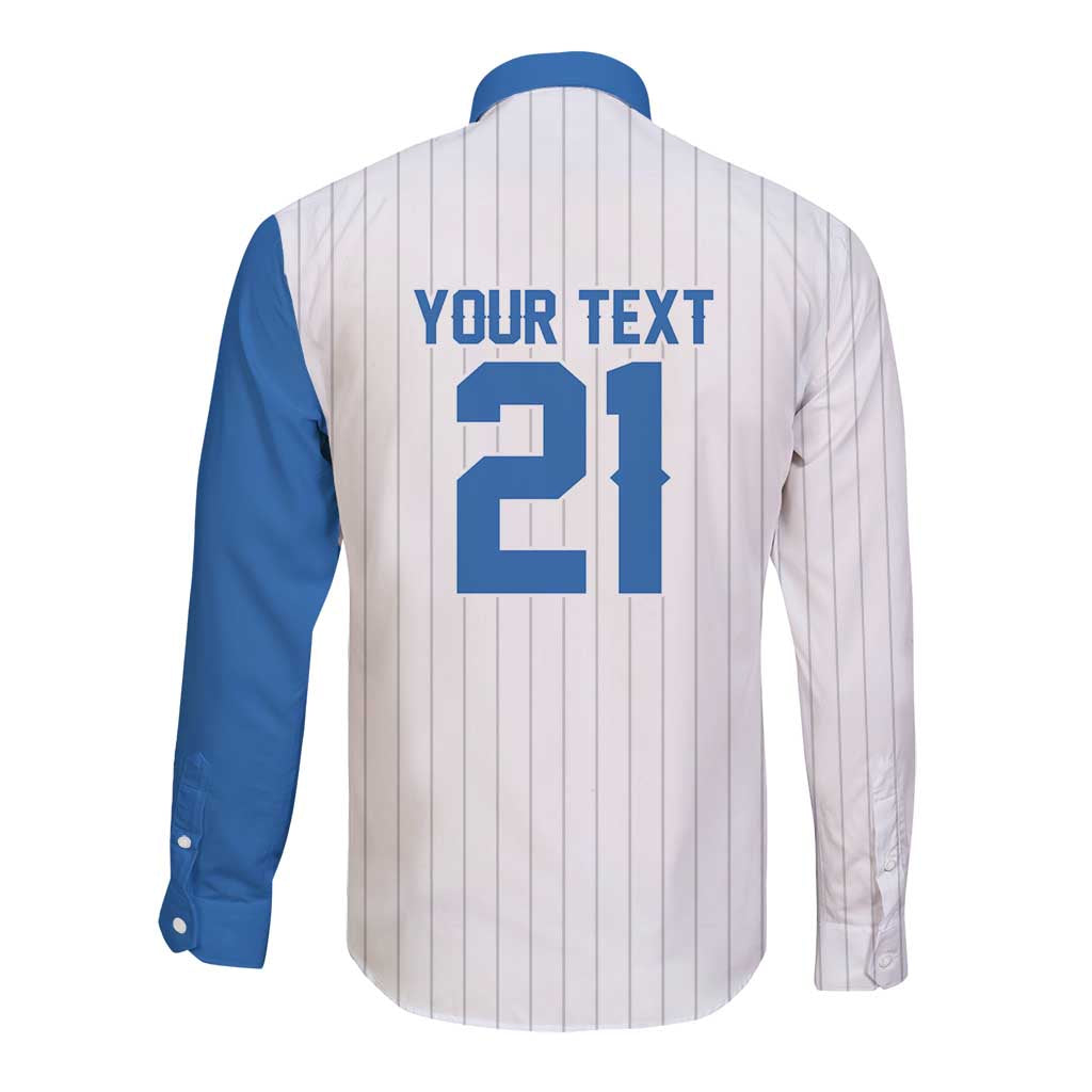 Custom Dripping Baseball Nicaragua Long Sleeve Button Shirt