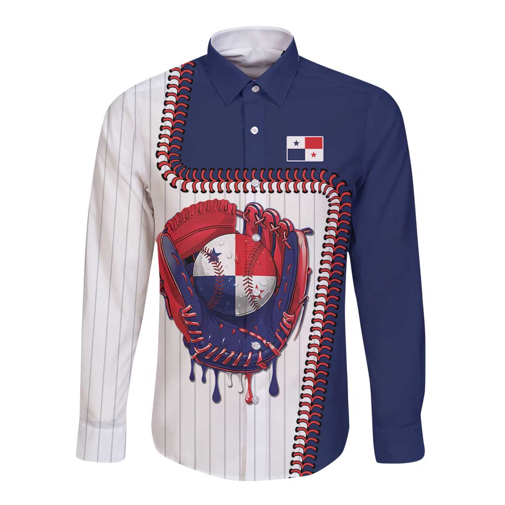 Custom Dripping Baseball Panama Long Sleeve Button Shirt