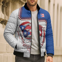 Custom Dripping Baseball Puerto Rico Bomber Puffer Jacket