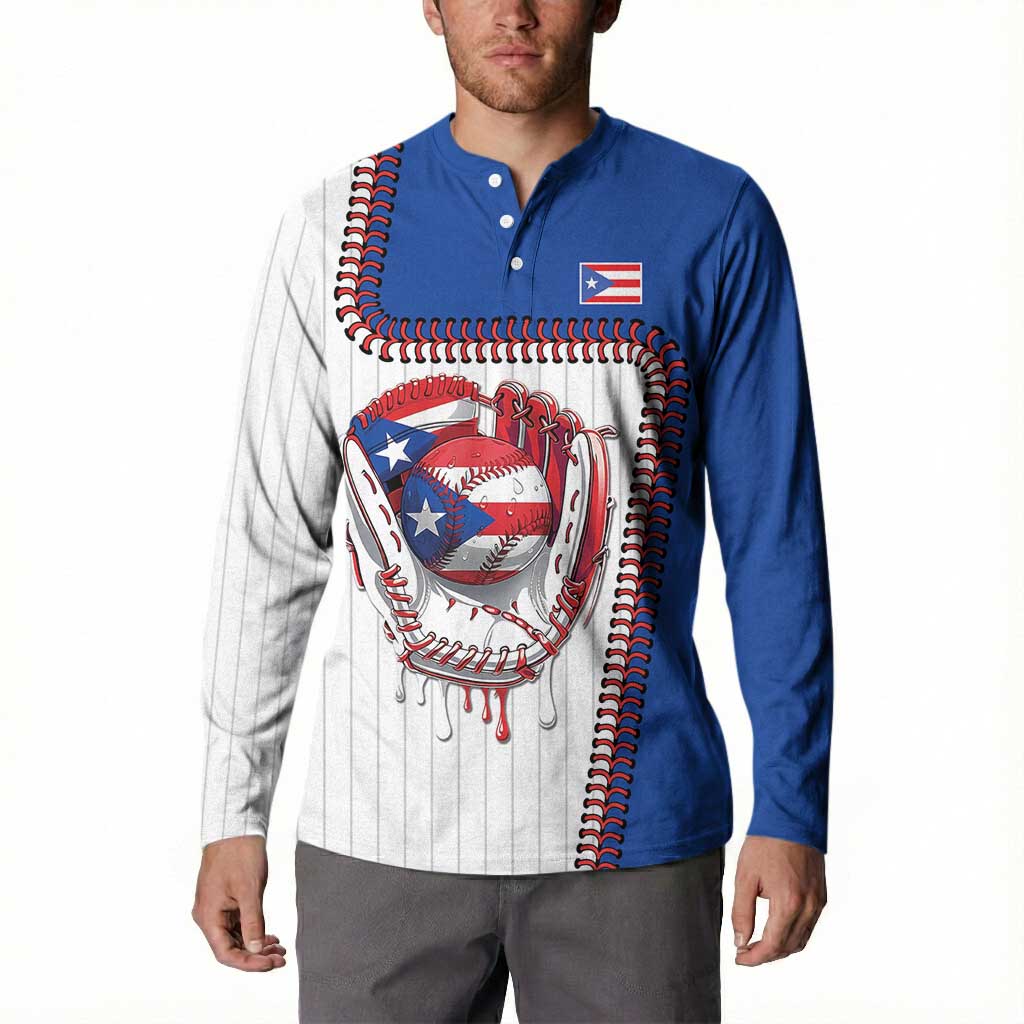 Custom Dripping Baseball Puerto Rico Button Sweatshirt