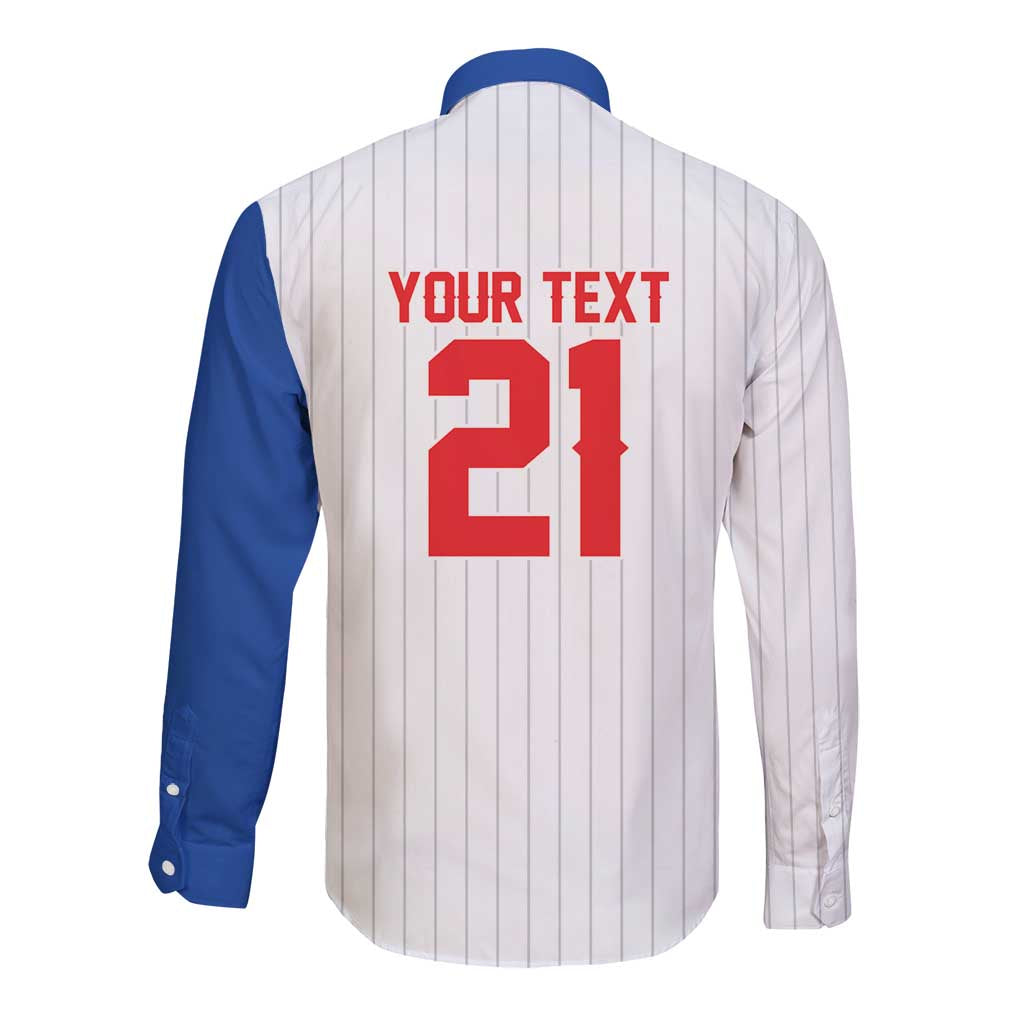 Custom Dripping Baseball Puerto Rico Long Sleeve Button Shirt
