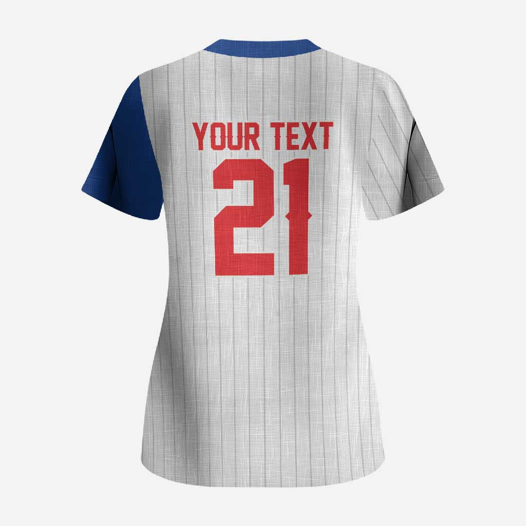 Custom Dripping Baseball Puerto Rico Scrub Top