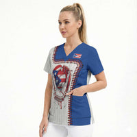 Custom Dripping Baseball Puerto Rico Scrub Top