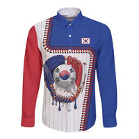 Custom Dripping Baseball South Korea Long Sleeve Button Shirt