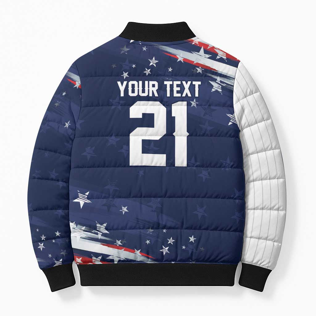 Custom Dripping Baseball United States Bomber Puffer Jacket