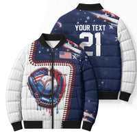 Custom Dripping Baseball United States Bomber Puffer Jacket