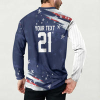 Custom Dripping Baseball United States Button Sweatshirt