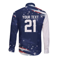 Custom Dripping Baseball United States Long Sleeve Button Shirt
