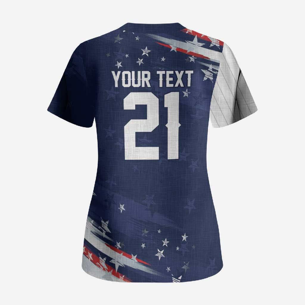 Custom Dripping Baseball United States Scrub Top