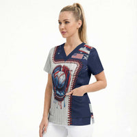 Custom Dripping Baseball United States Scrub Top