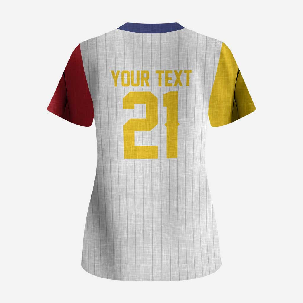 Custom Dripping Baseball Venezuela Scrub Top