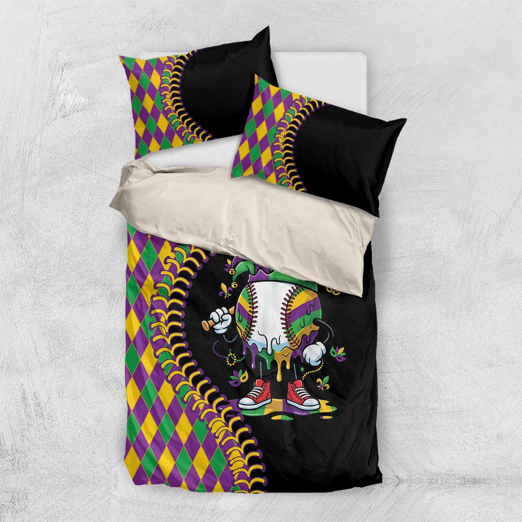 Dripping Baseball Mardi Gras Bedding Set Throw me Something Mister!