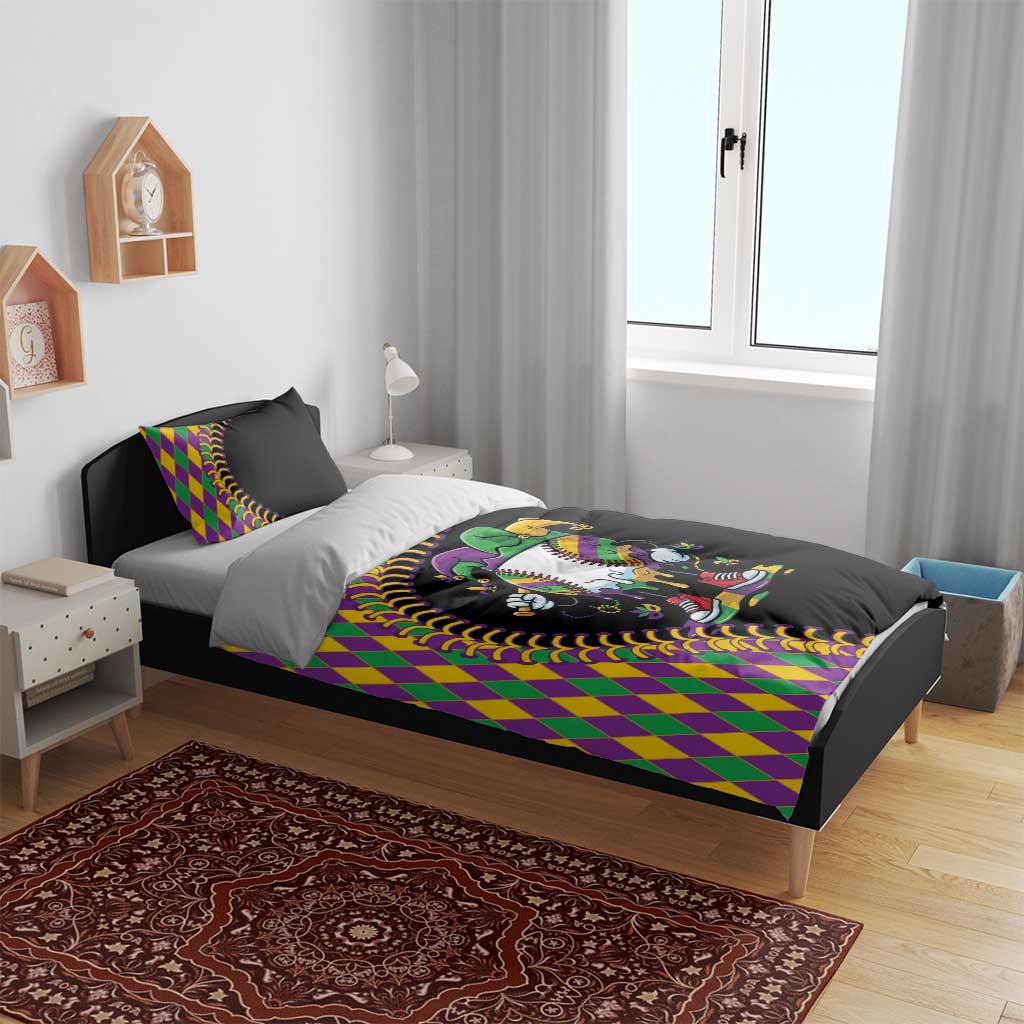 Dripping Baseball Mardi Gras Bedding Set Throw me Something Mister!