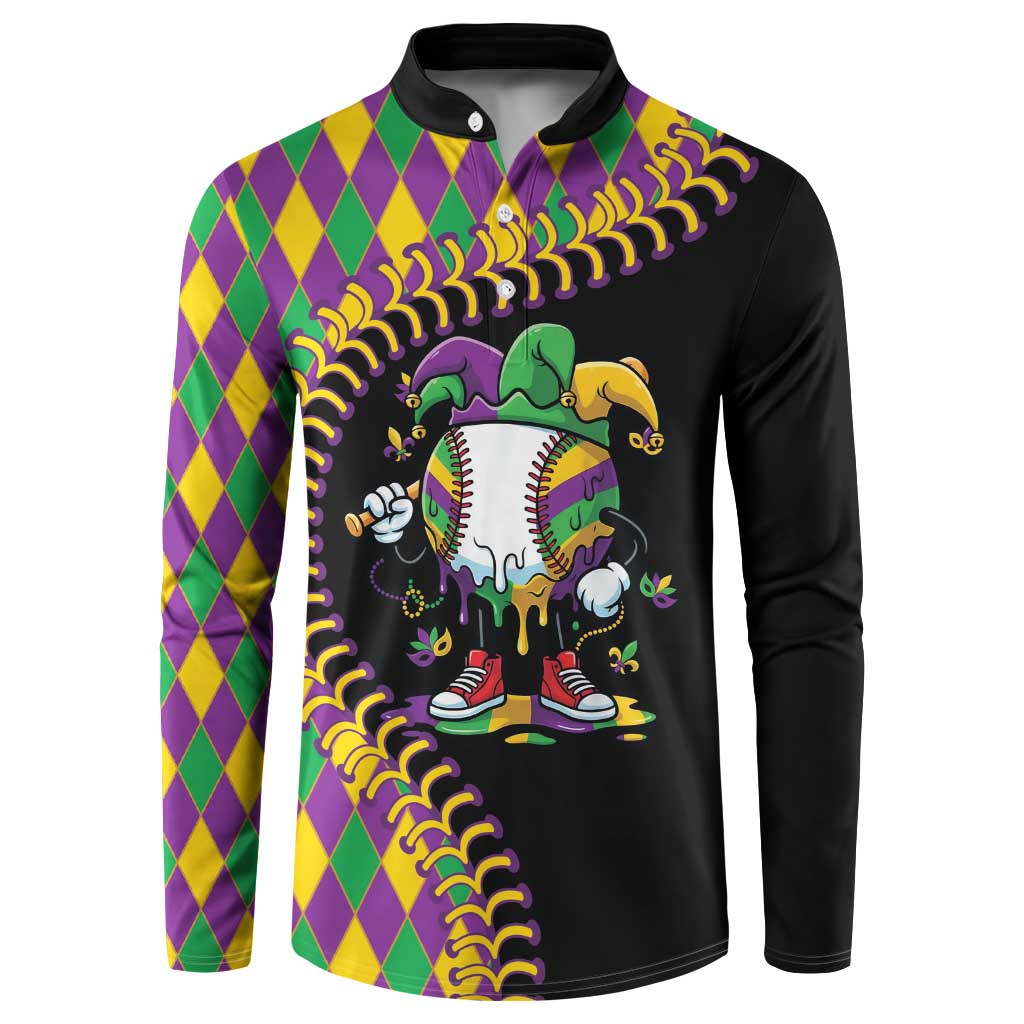 Dripping Baseball Mardi Gras Button Sweatshirt Throw me Something Mister!