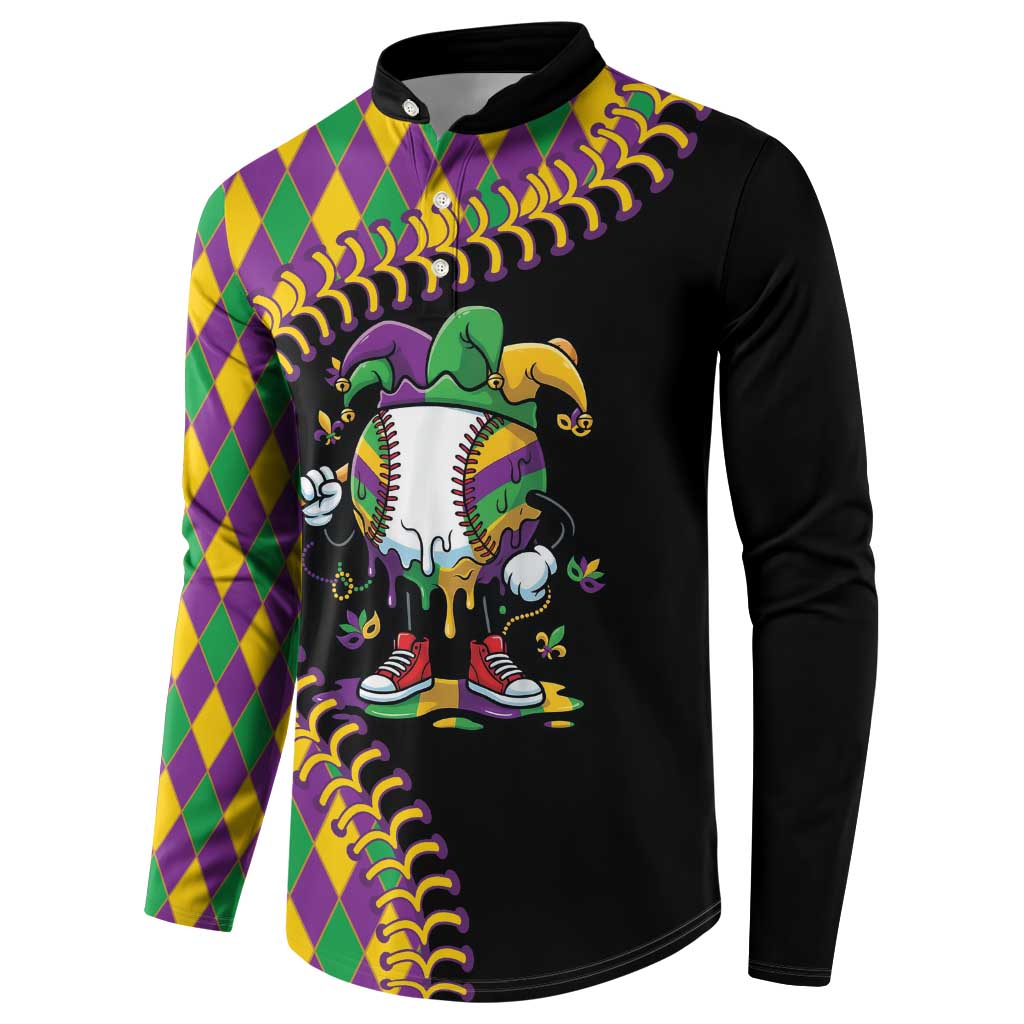 Dripping Baseball Mardi Gras Button Sweatshirt Throw me Something Mister!