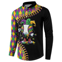 Dripping Baseball Mardi Gras Button Sweatshirt Throw me Something Mister!