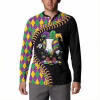 Dripping Baseball Mardi Gras Button Sweatshirt Throw me Something Mister!