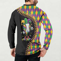 Dripping Baseball Mardi Gras Button Sweatshirt Throw me Something Mister!