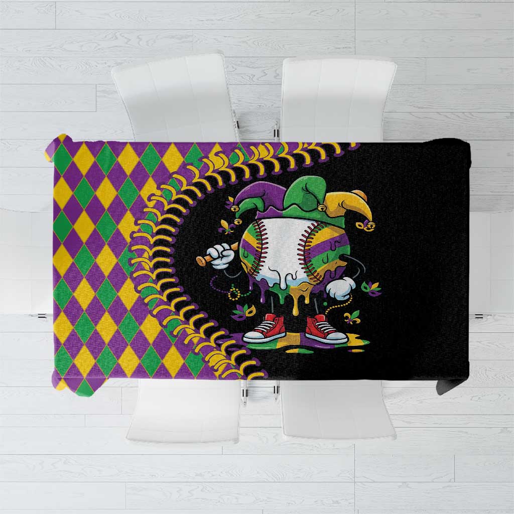 Dripping Baseball Mardi Gras Tablecloth Throw me Something Mister!