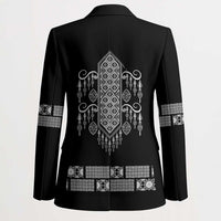 Proud Black Nurse RN Blazer Black African Pattern Stethoscope Dashiki Motif