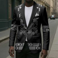 Proud Black Nurse RN Blazer Black African Pattern Stethoscope Dashiki Motif