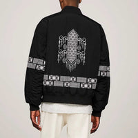 Proud Black Nurse RN Bomber Jacket Black African Pattern Stethoscope Dashiki Motif
