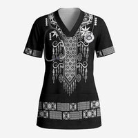 Proud Black Nurse RN Scrub Top Black African Pattern Stethoscope Dashiki Motif